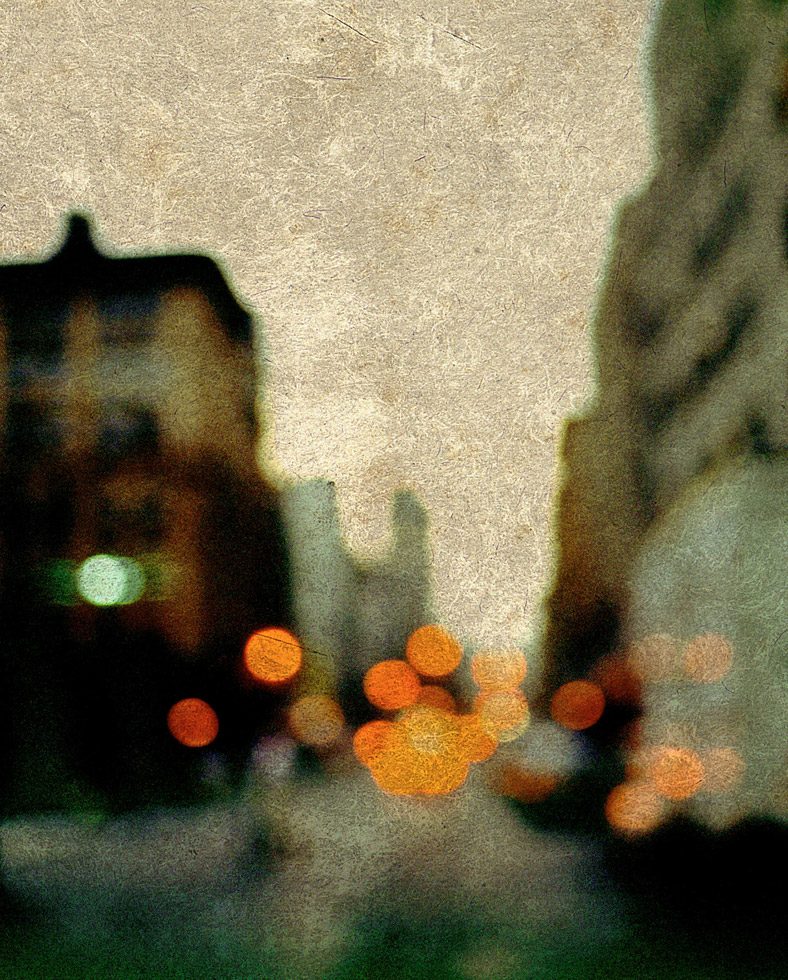 A soft focus photograph of a street in New York City