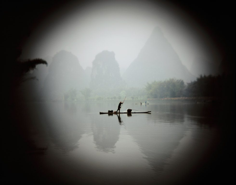 Stephen Wilkes, Boat on Lake, Guilin Valley by 
