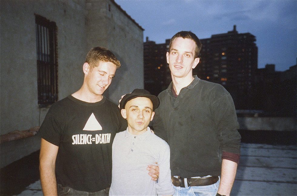 George, David, and James at “My Comrade” magazine rooftop party by Les Simpson/Linda Simpson