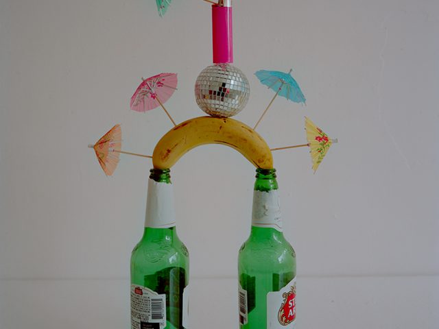 Adam Ekberg, Beer Bottles, Banana, Cocktail Umbrellas, Disco Ball, Bic Lighter