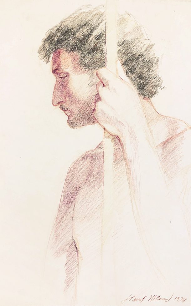 Untitled (Man in Repose Leaning Against Post) by Mark Beard