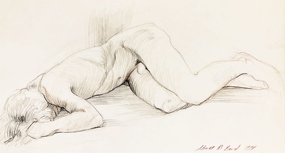 Untitled (Recumbent Male Nude with Face Hidden) by Mark Beard