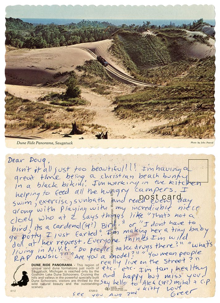 Postcard from Greer Lankton to Douglas Ferguson by Greer Lankton