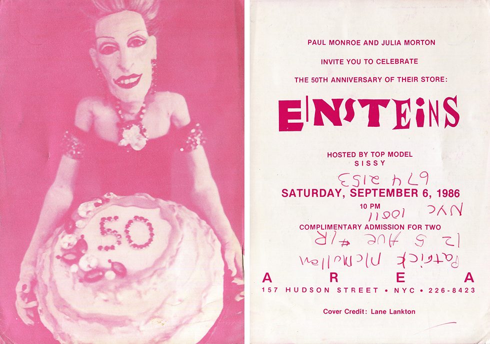 Invitation to Einstein’s 50th Anniversary Party by Greer Lankton