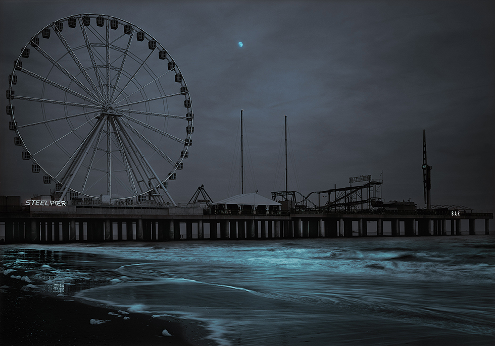 Steel Pier, Moonrise by Michael Massaia