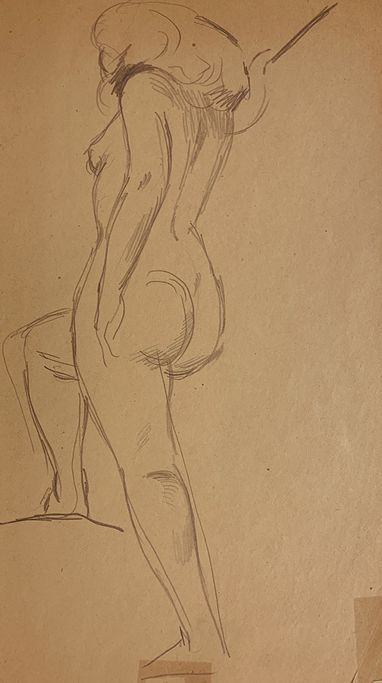 Untitled (Female Figure) [Nude Woman Stepping Up] by Jared French