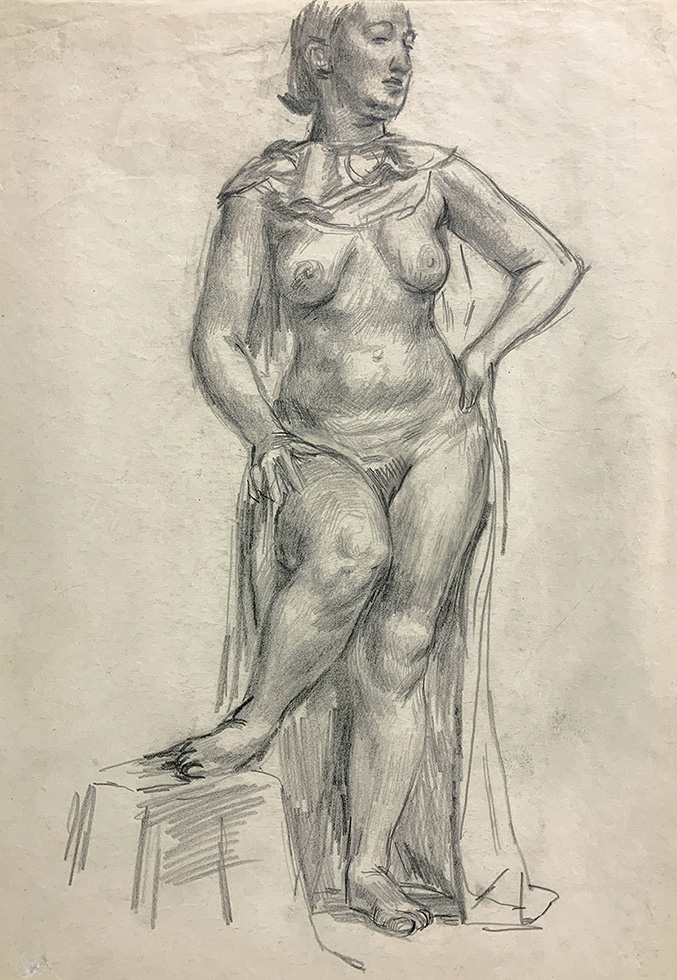 Untitled (Female Figure) [Draped Standing Nude] by Jared French