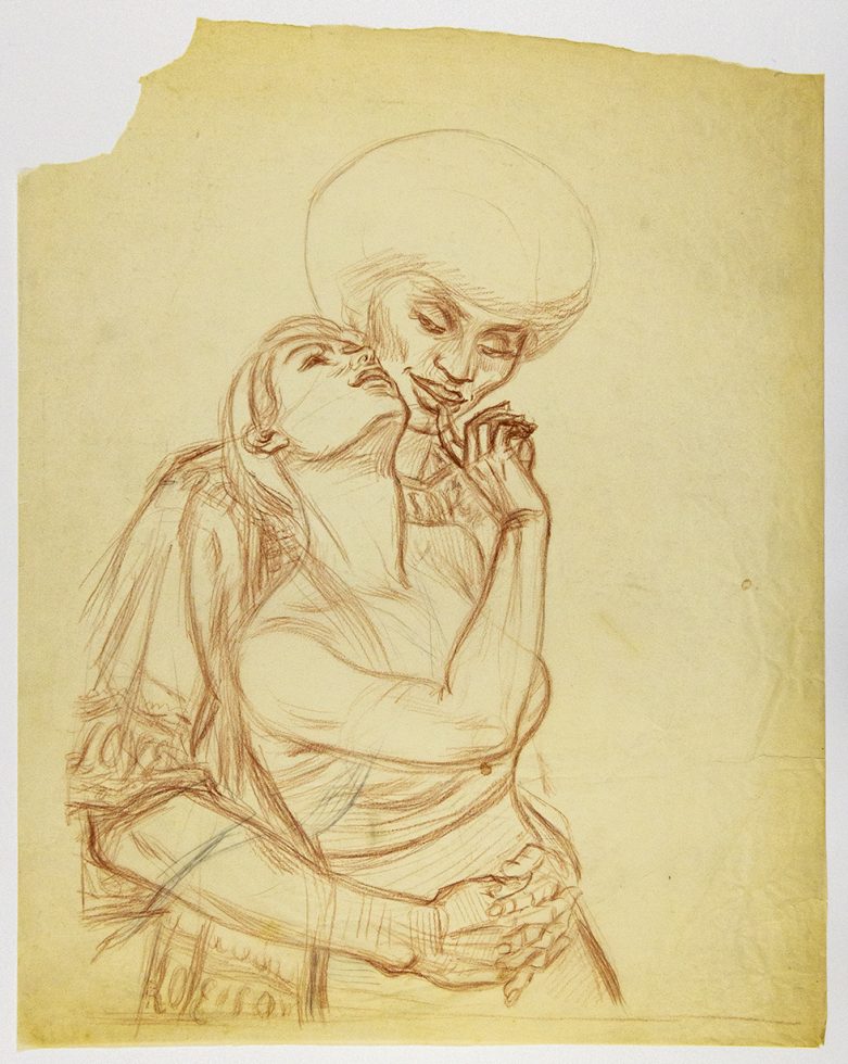 Two People Embracing (Study for “Subway Symphony”) by Paul Cadmus