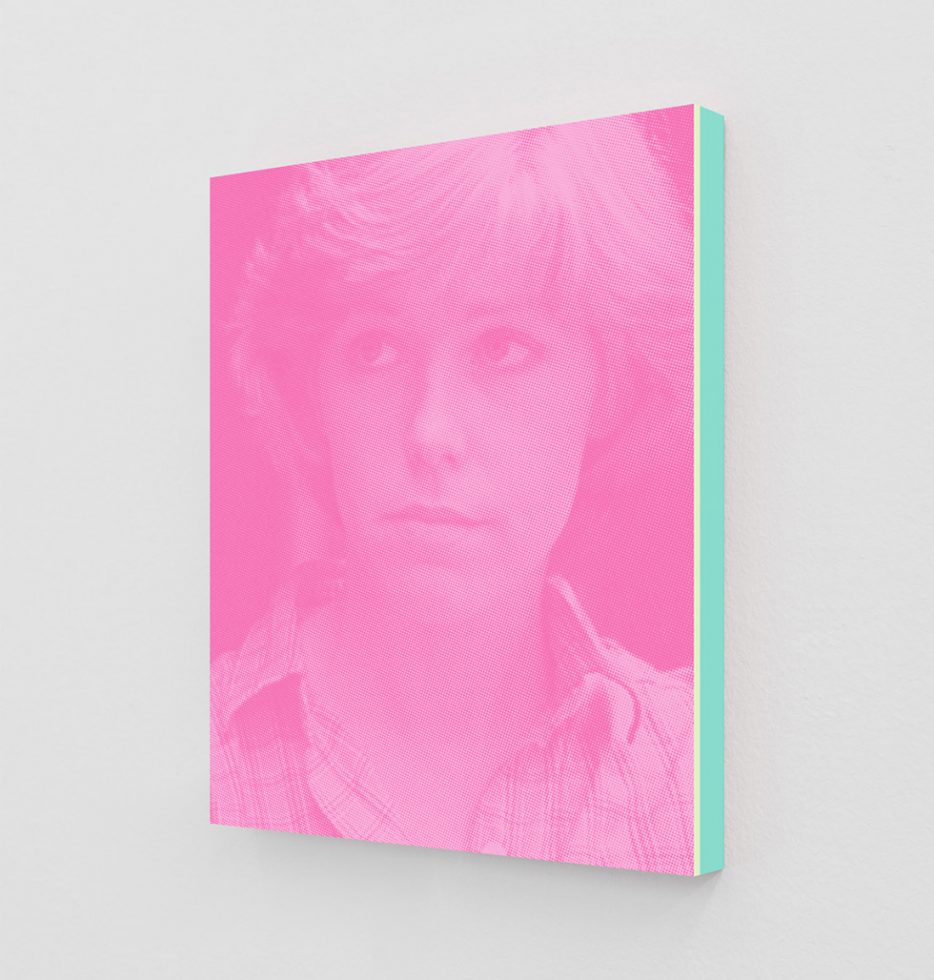 This is a pink print of Adrienne King as Alice in Friday the 13th.