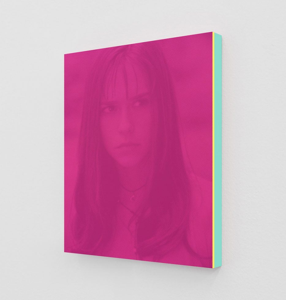 This is a bright pink print of Jennifer Love Hewitt as Julie from the film “I Know What You Did Last Summer.”