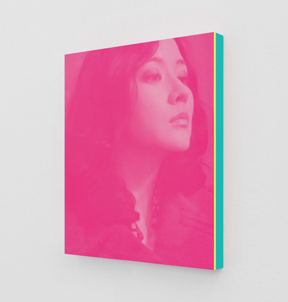 This is a neon pink print of Lee Young-ae as Lee from the film “Lady Vengeance.”