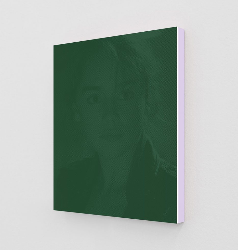 This is a green print of Emilia Clarke as Sarah from the film “Terminator Genisys.”