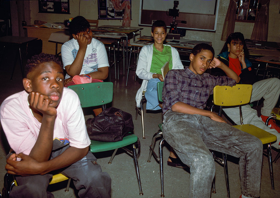 Students in Chairs Listening to Guest Speaker Daile Kaplan by Meryl Meisler