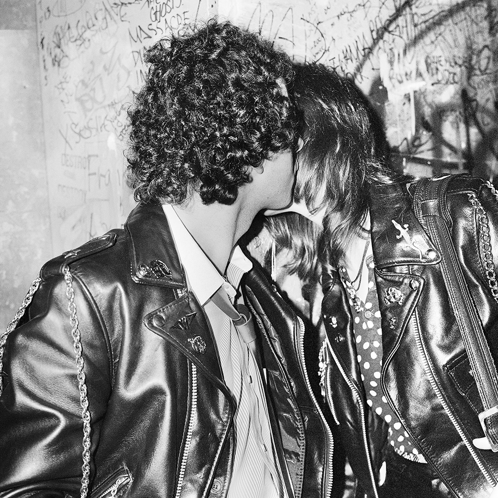 Kissing in Black Leather Jackets During last Dead Boys Concert by Meryl Meisler