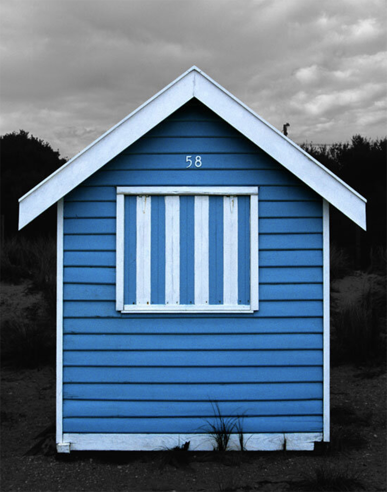 This is a photograph by Judy Gelles of an Australian Beach Box that is blue.