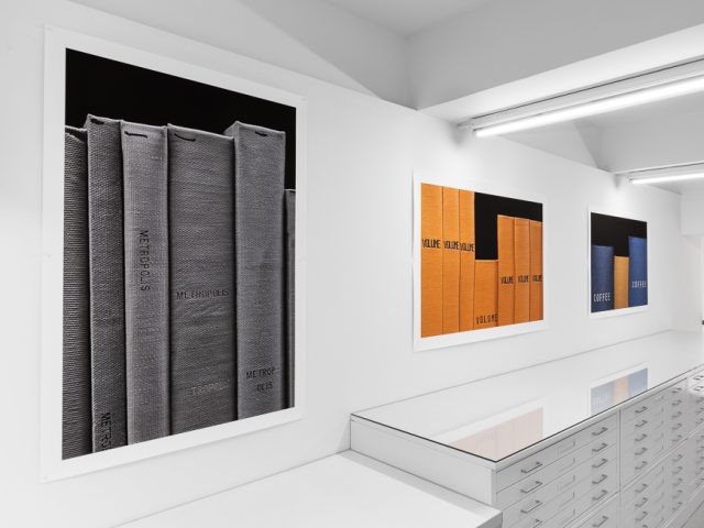 This is an installation image of Mickey Smith's presentation entitled "Architettura" at CLAMP gallery in New York.