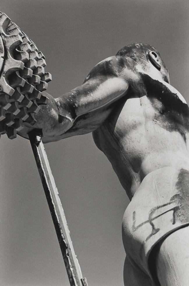 This is a black and white photograph taken by Michael Scalisi in 1995 of an old ruin/sculpture.