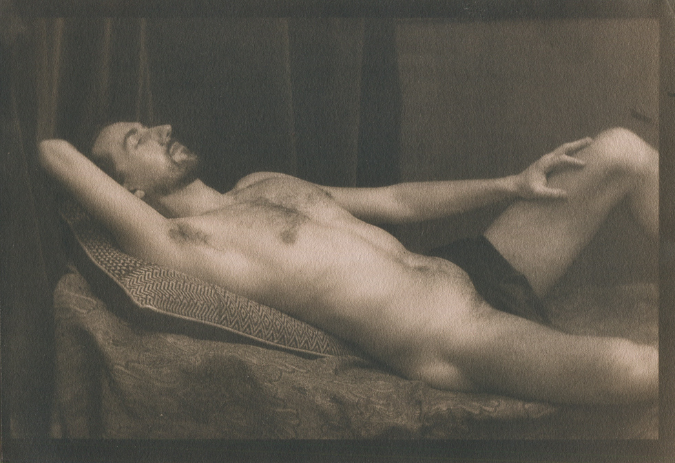 This is a black and white photograph by Curtice Taylor of a nude man titled "Jacque."