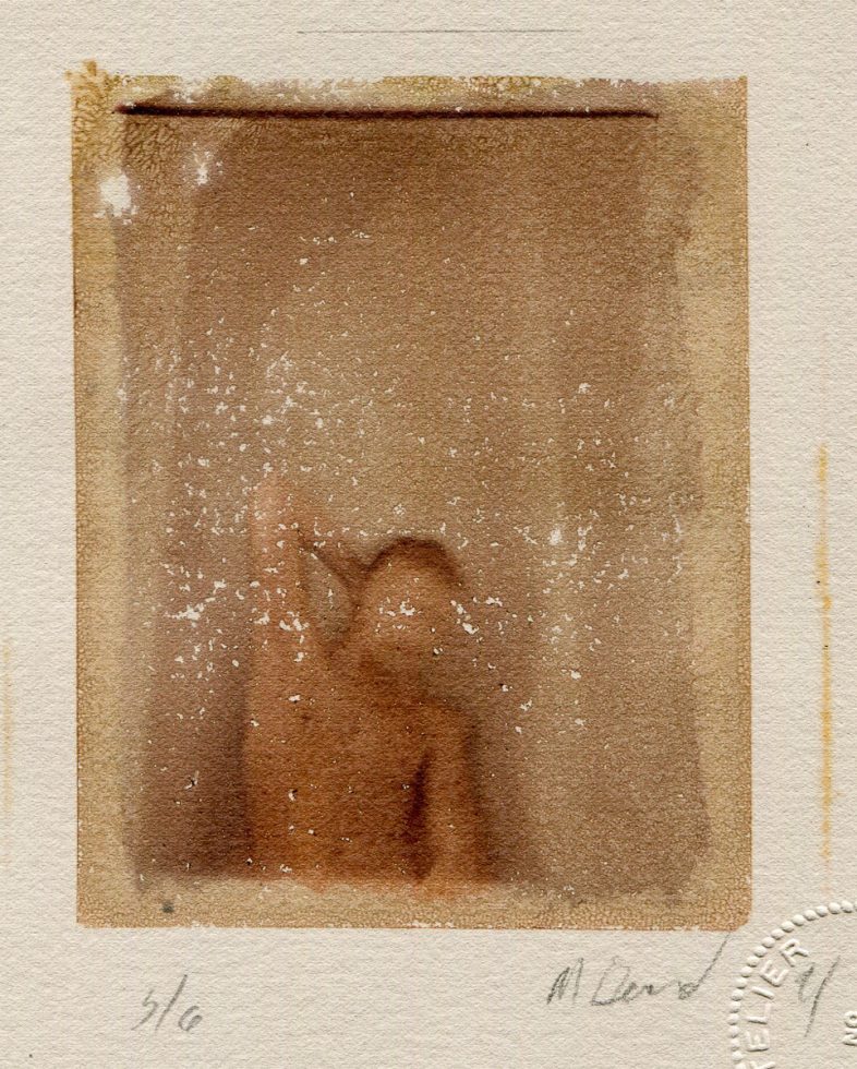 This is a polaroid transfer of a nude man.
