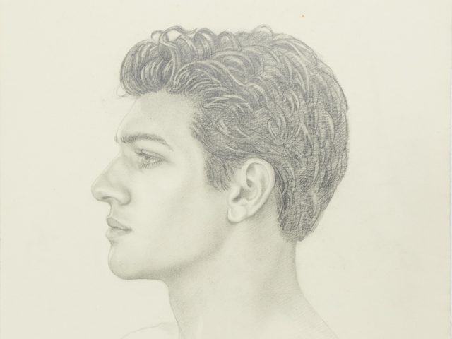 This is a drawing of a man's face in profile.