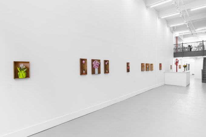 This is a photograph of Daniel Handal's exhibition "Engaños" on view at CLAMP.