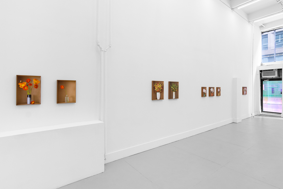 This is a photograph of Daniel Handal's exhibition "Engaños" on view at CLAMP.