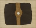 This is a beige, brown, and white collage made with canvas, linen, paper, and paint.