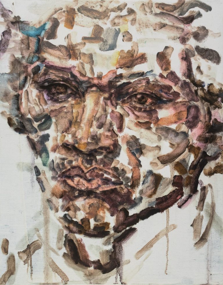 This is a silkscreen depicting a Black man rendered in various earth tones on a white background.