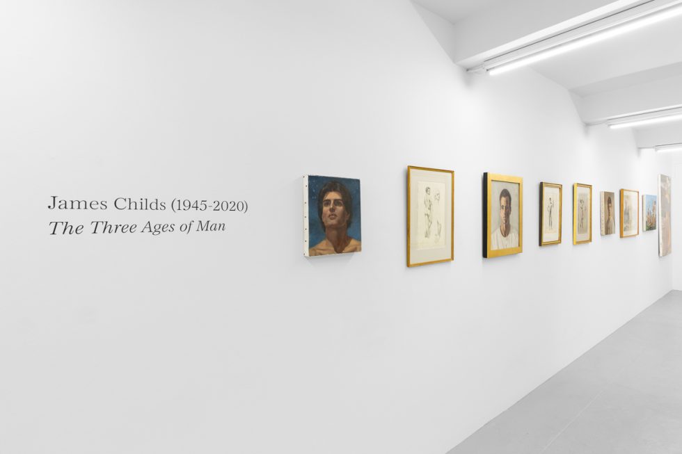 This is an installation image of a painting and drawing exhibition inside a white-walled gallery space.