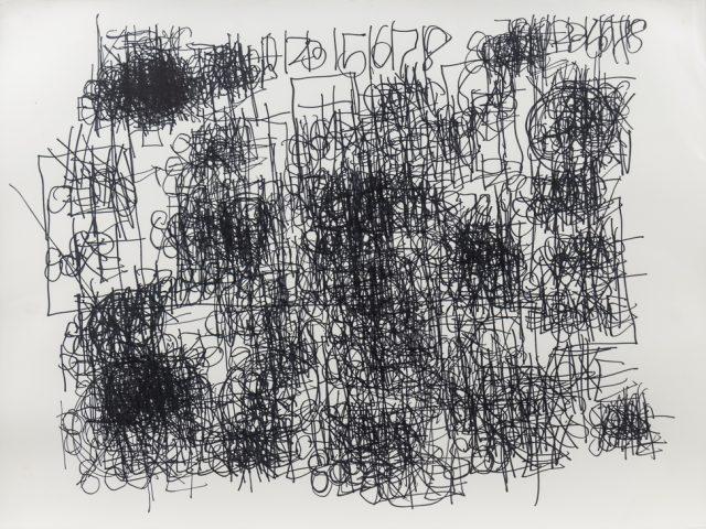 An abstract image of black lines on white paper.