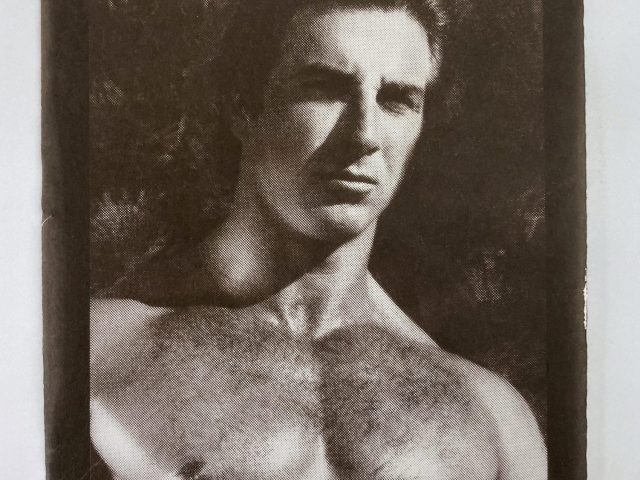 An image of a man's muscular bare chest and head shot.