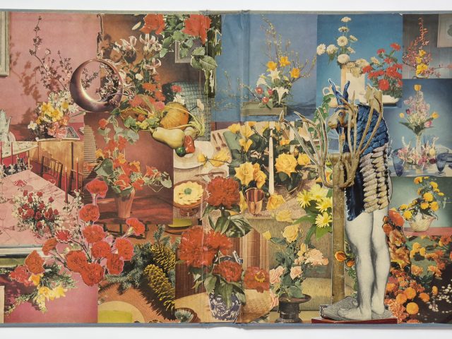 A collage of colorful vintage pictures of flowers.