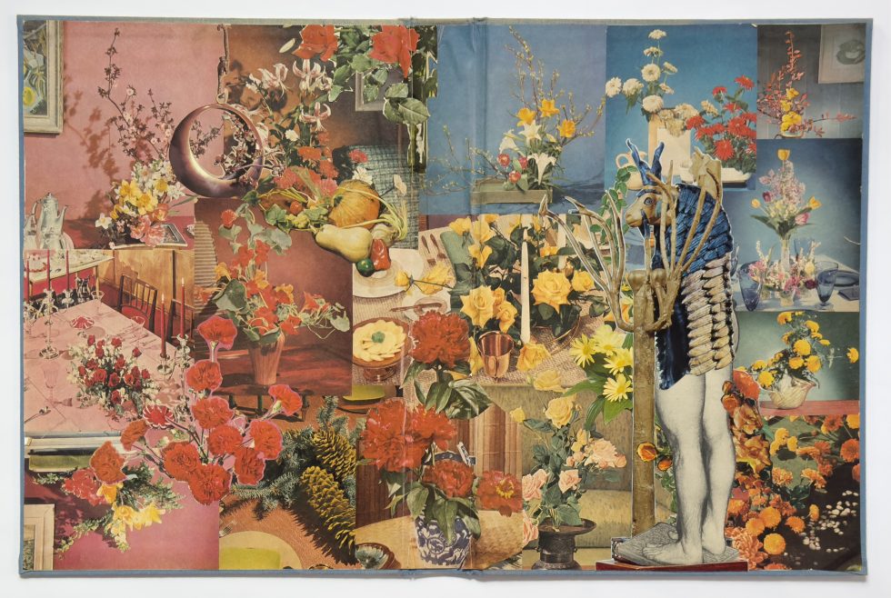A collage of colorful vintage pictures of flowers.