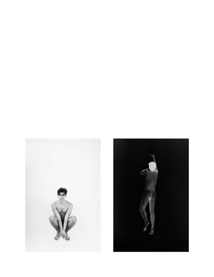 A diptych of two black and white photographs on a white background