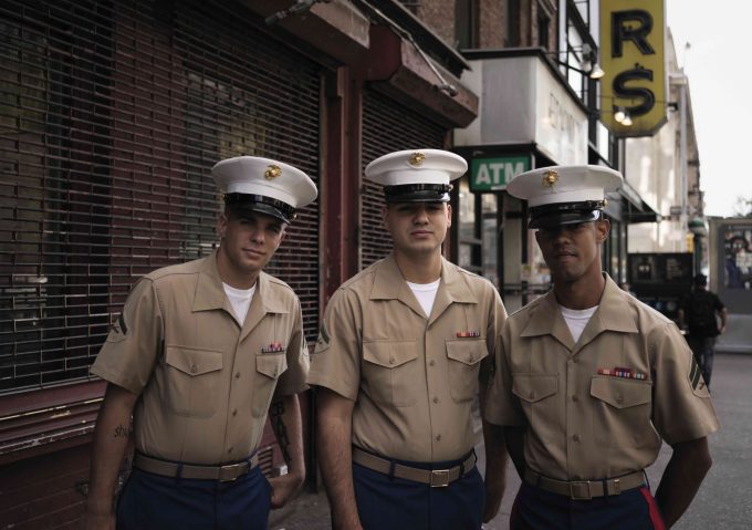A color photograph of a group of young Navy boys.