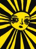 A cartoonish drawing of a sun with long eyelashes.