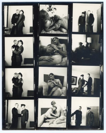 A contact sheet of black and white photographs