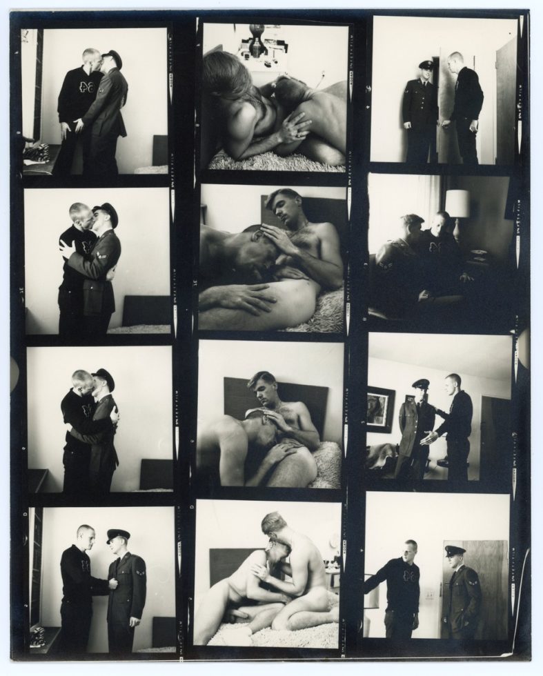 A contact sheet of black and white photographs