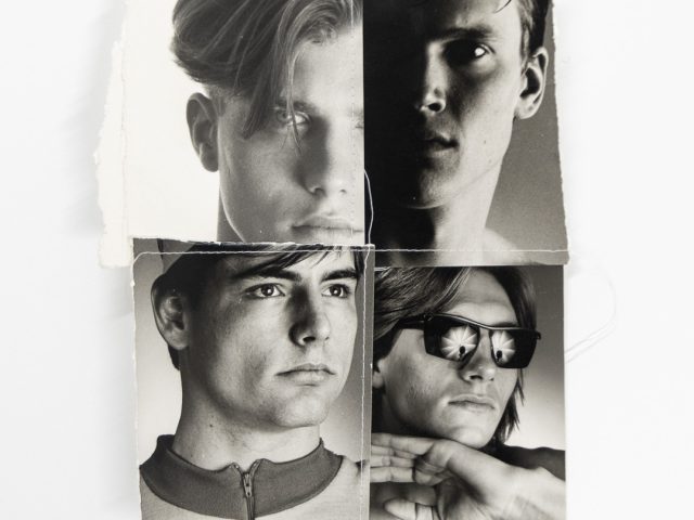 A black and white collage of four black and white portraits.