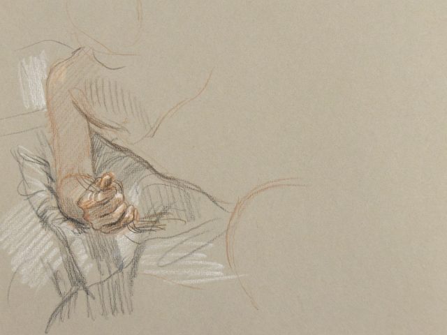 A Partial Study of Figure on beige paper.