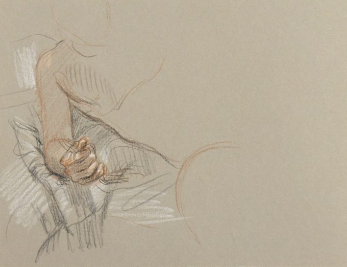 A Partial Study of Figure on beige paper.
