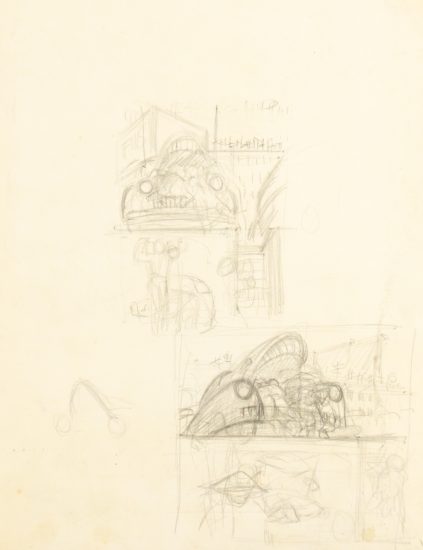 A beige piece of paper with graphite scribbles.