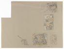 A beige drawing with multiple small studies