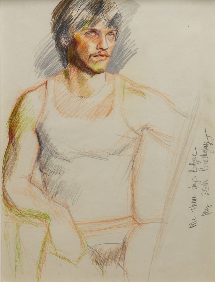 A drawing of a man in a tank top.