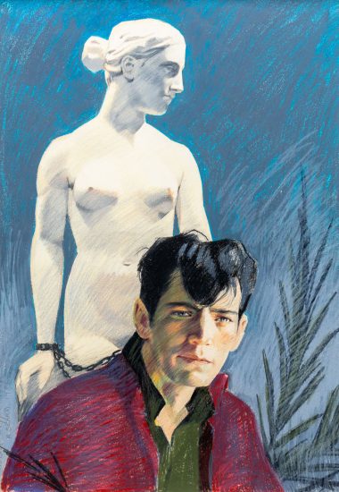 A work on paper depicting Robert Mapplethorpe.