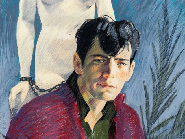 A work on paper depicting Robert Mapplethorpe.