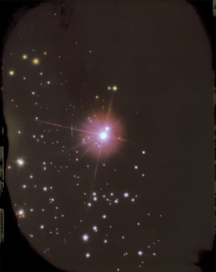 A photograph of a glowing night sky.