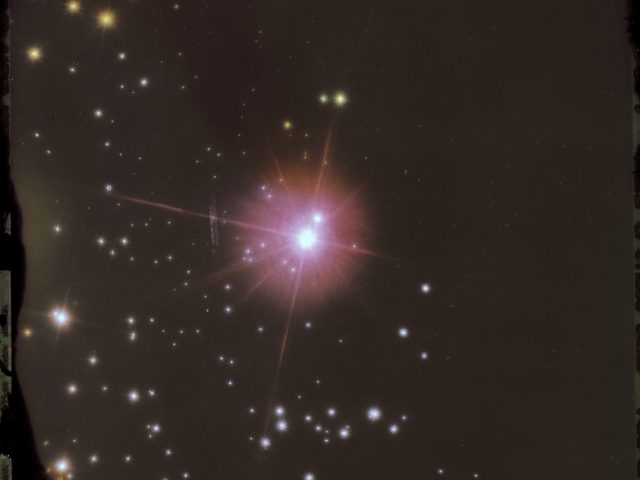 A photograph of a glowing night sky.