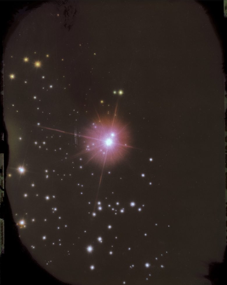 A photograph of a glowing night sky.