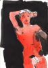 A red figure in the nude against a dark background.